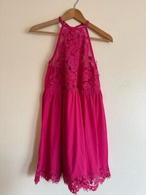 Torrid Plus Women's Fuchsia Lace Halter Babydoll